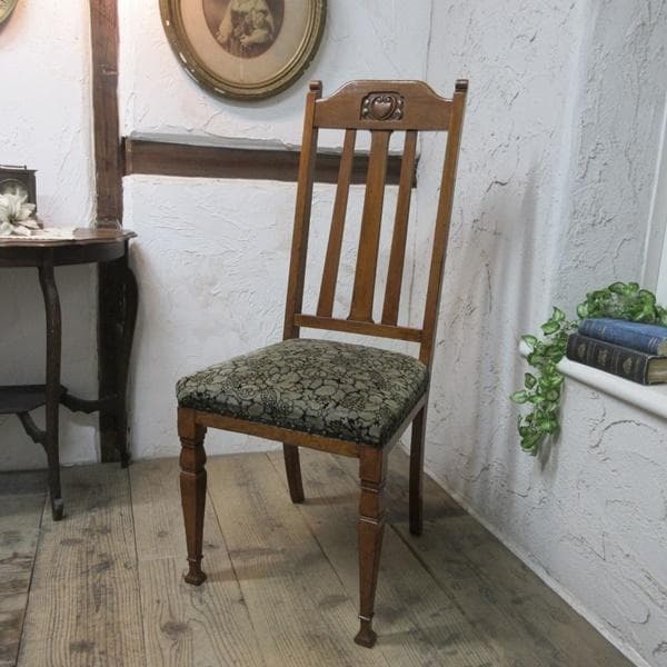 イギリス アンティーク 家具 ダイニングチェア 張りぐるみ椅子 英国 4108d
