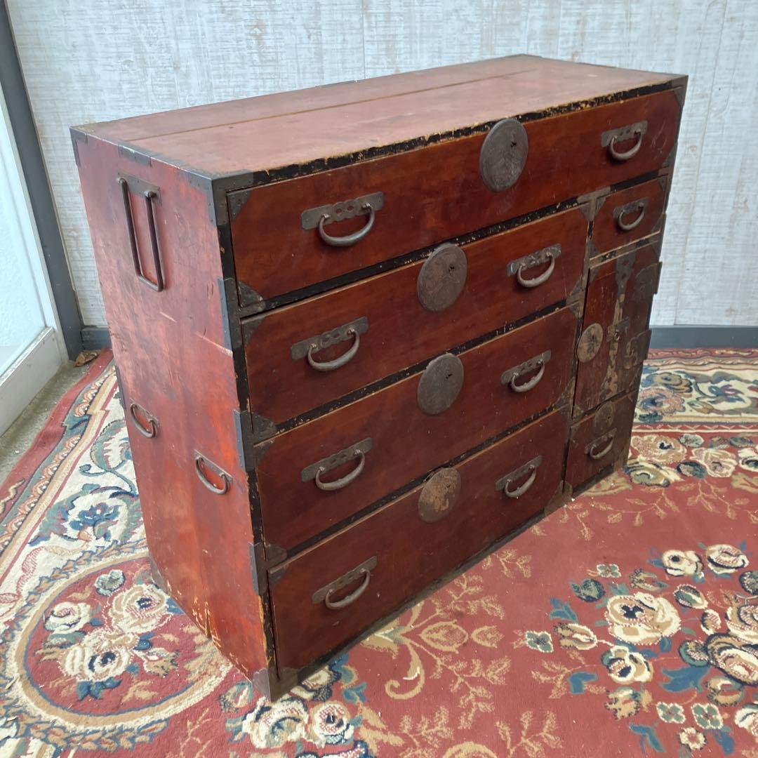 昭和レトロ 古家具 仙台箪笥 4段9杯 引き出し箪笥 和箪笥 ビンテージ 骨董