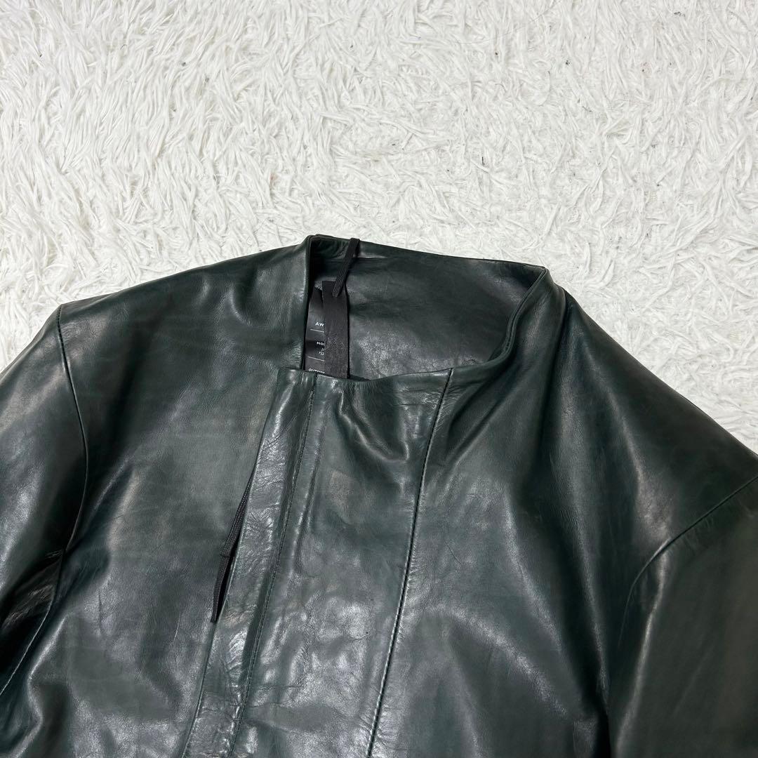J1 Boris Bidjan Saberi カーフレザー ライダース グリーン