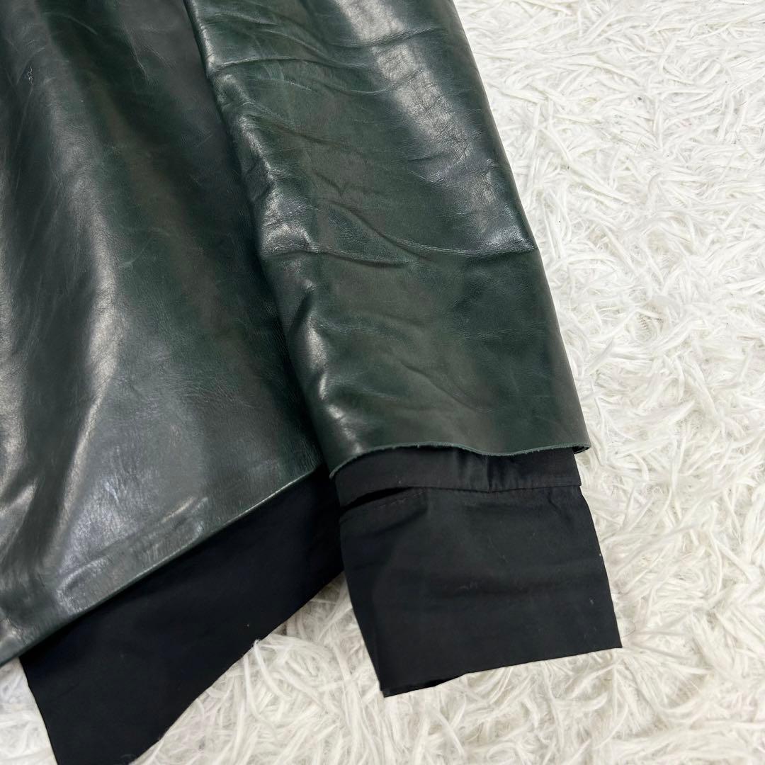 J1 Boris Bidjan Saberi カーフレザー ライダース グリーン