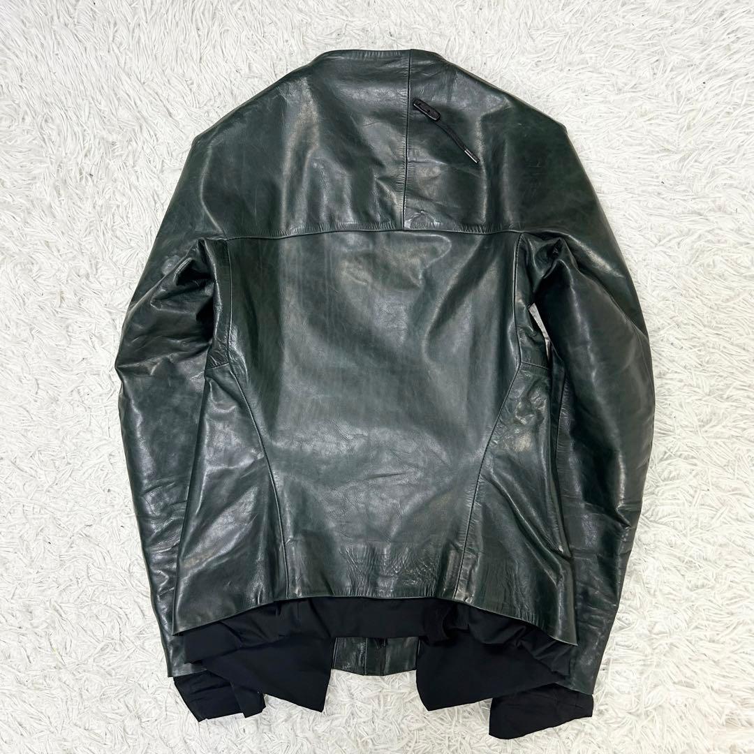 J1 Boris Bidjan Saberi カーフレザー ライダース グリーン