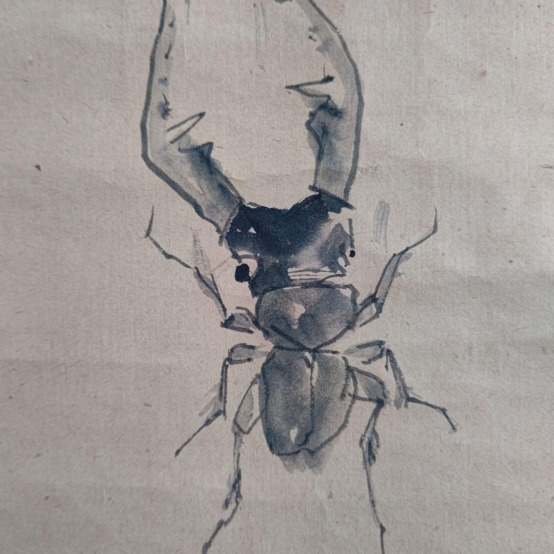 クワガタ図 掛軸 大須賀喬