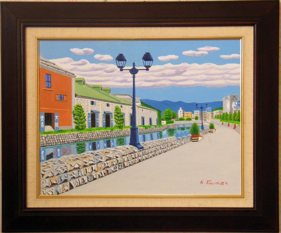 ★夏の小樽運河・肉筆油彩画・F6キャンバス