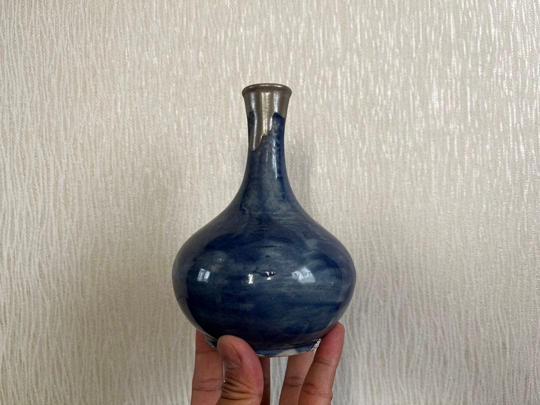 李朝　瑠璃釉　徳利　金継ぎ