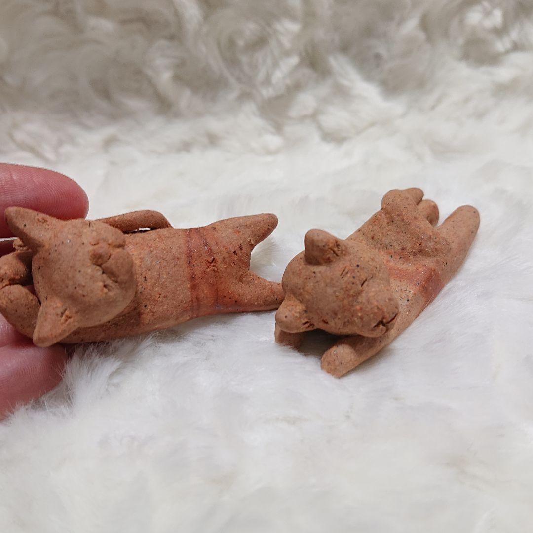 【2471】おねんね犬猫セット…備前焼