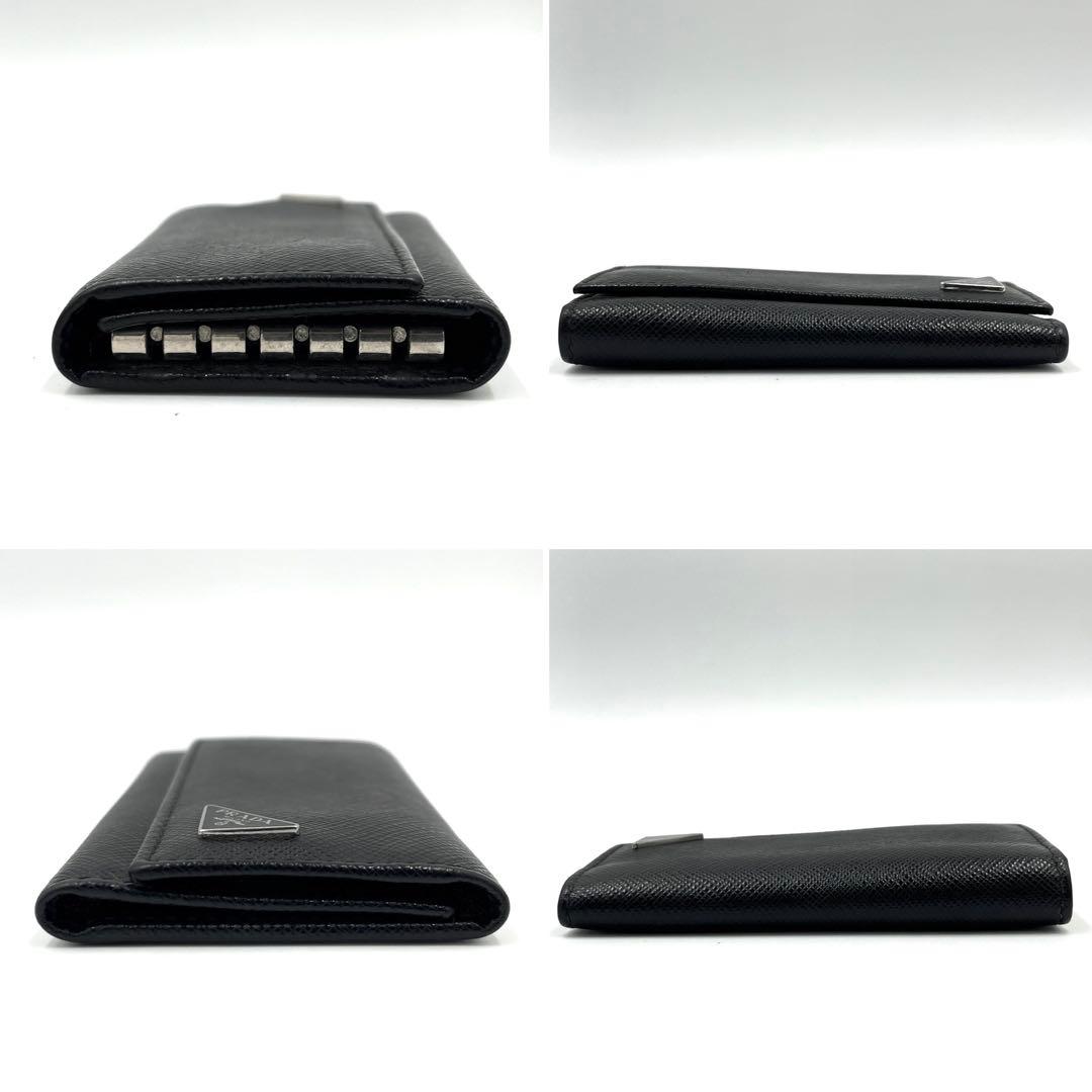 【美品】プラダ 6連 キーケース 三角ロゴ サフィアーノレザー ユニセックス 黒