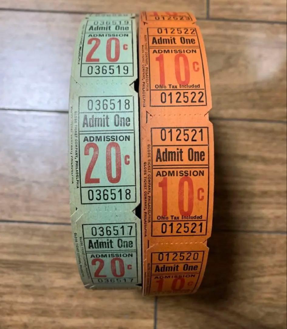 海外紙物　ヴィンテージ 縦タイプ　Admit one 2種　各500枚　在庫少