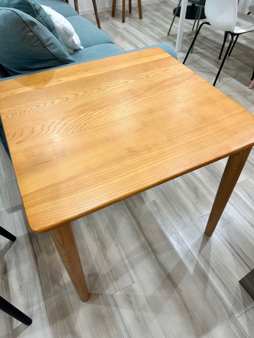 ナチュラルウッド 四角形テーブル 引き出し付き