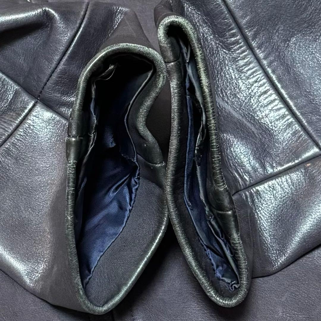 Lサイズ ヒピハパ 牛革 ライダースジャケット レザー パープル 本革 メンズ3