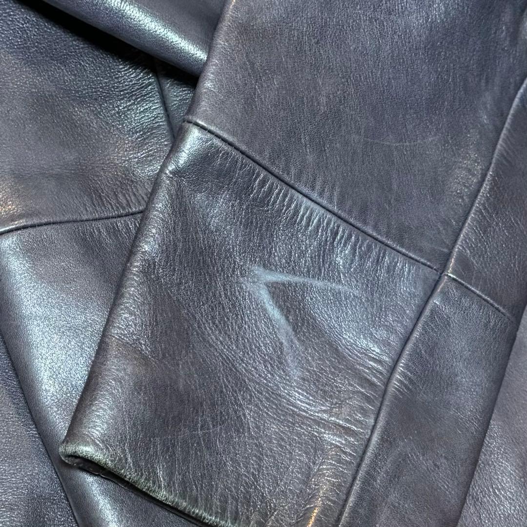 Lサイズ ヒピハパ 牛革 ライダースジャケット レザー パープル 本革 メンズ3