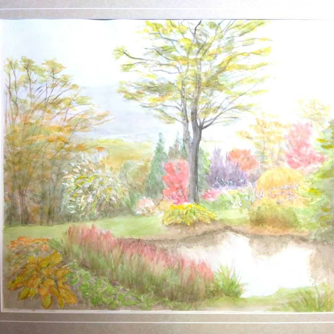 水彩画・風景画・秋の風景・自筆