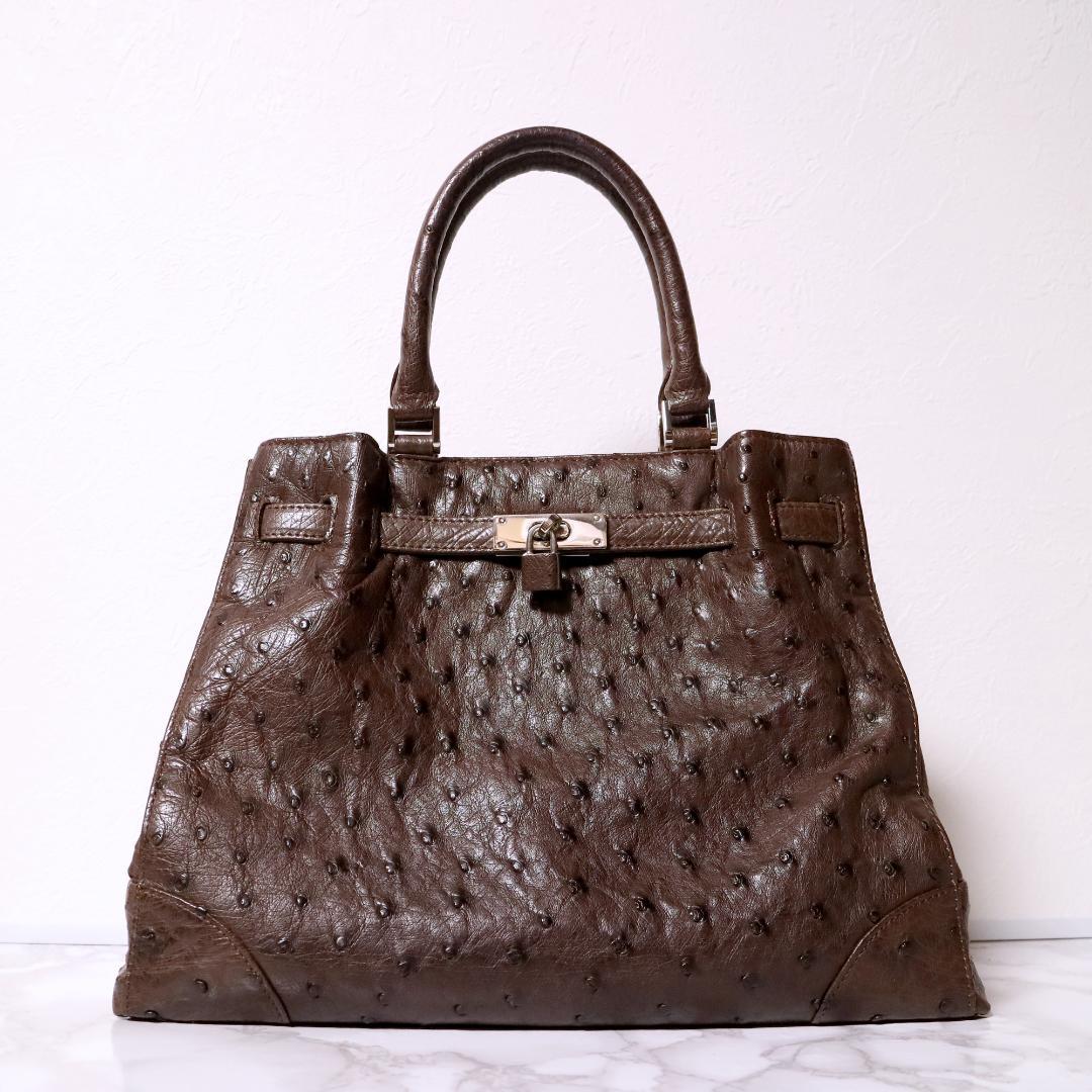 超美品　本物オーストリッチ使用　定価89,000円　ハンドバッグ
