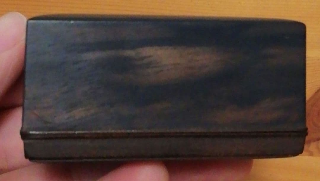 福嶋則夫作　黒柿　香合　共箱　略歴付　茶道具