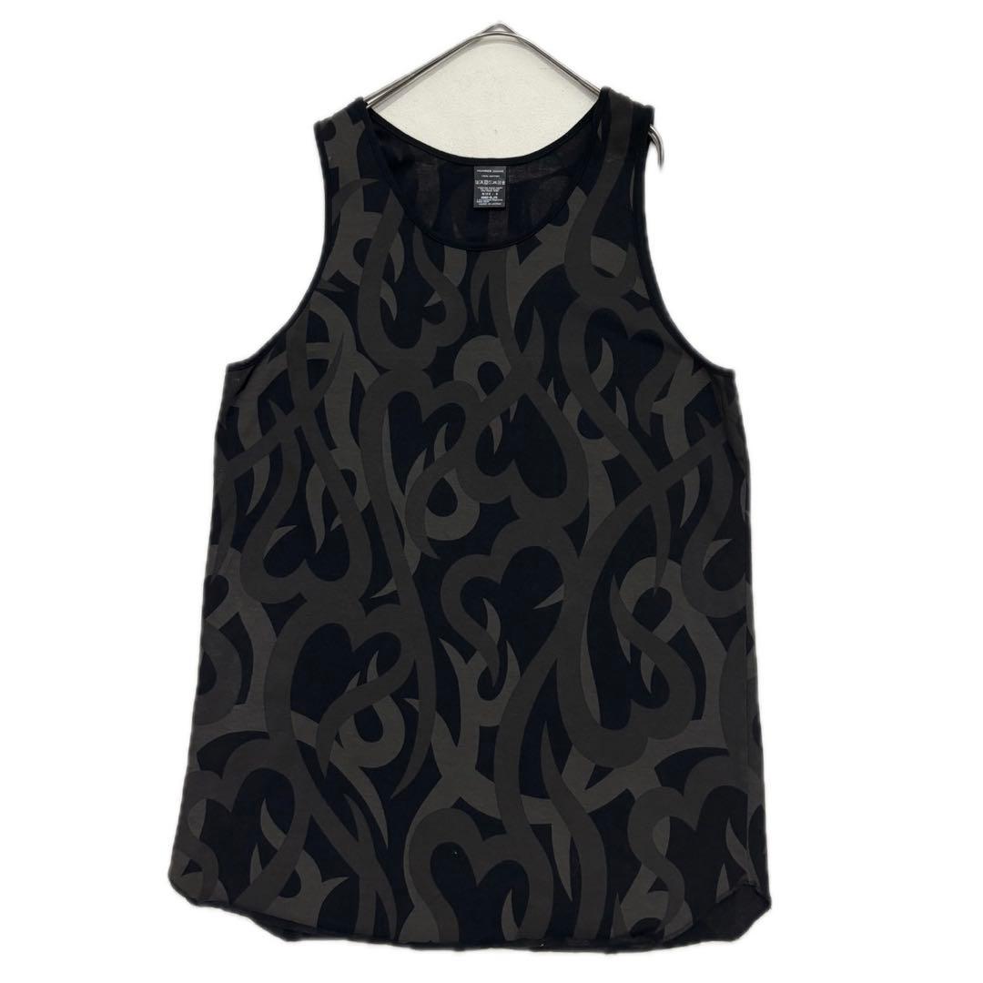 ナンバーナイン　美品 ハート トライバル カモ 柄 タンクトップ グレー 迷彩