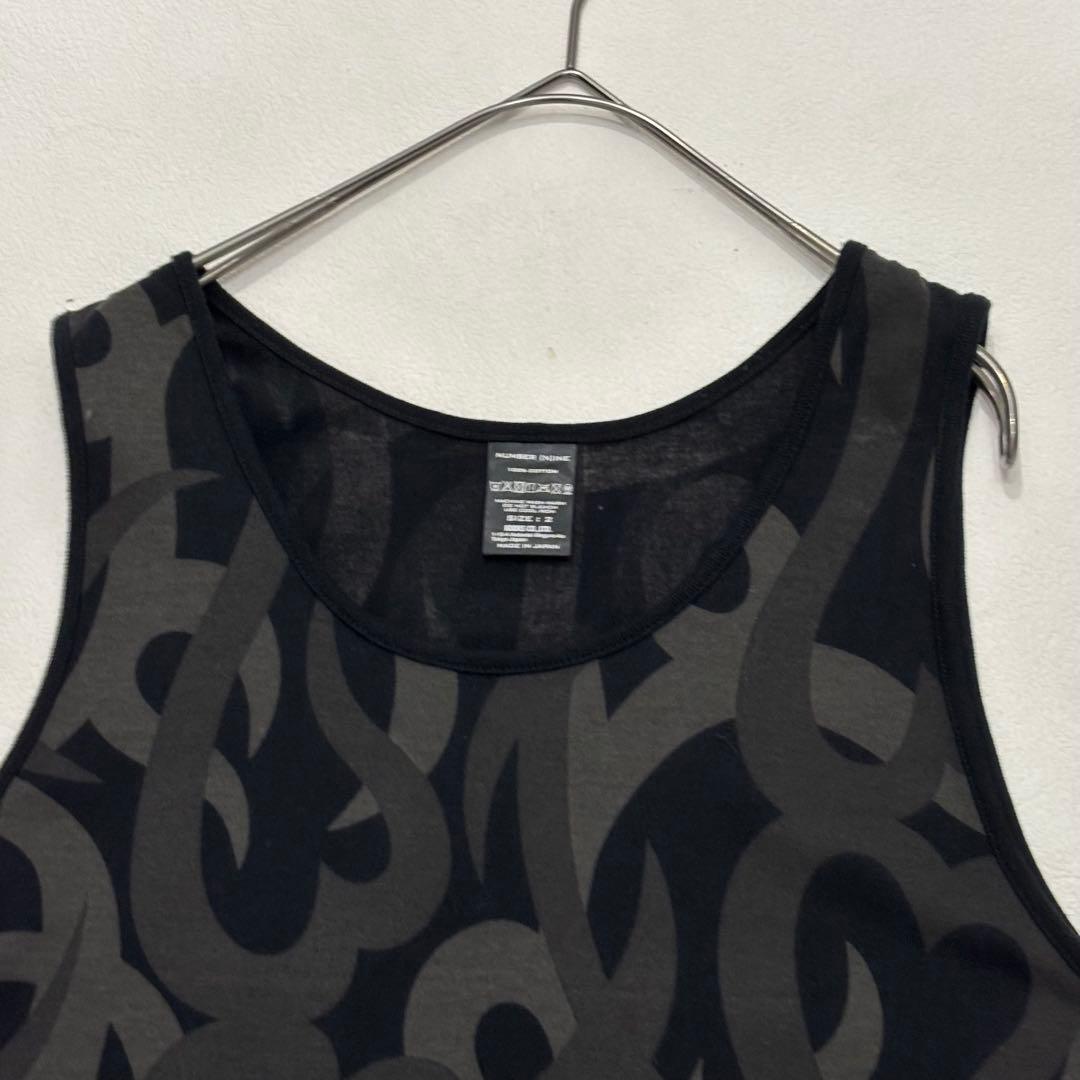 ナンバーナイン　美品 ハート トライバル カモ 柄 タンクトップ グレー 迷彩