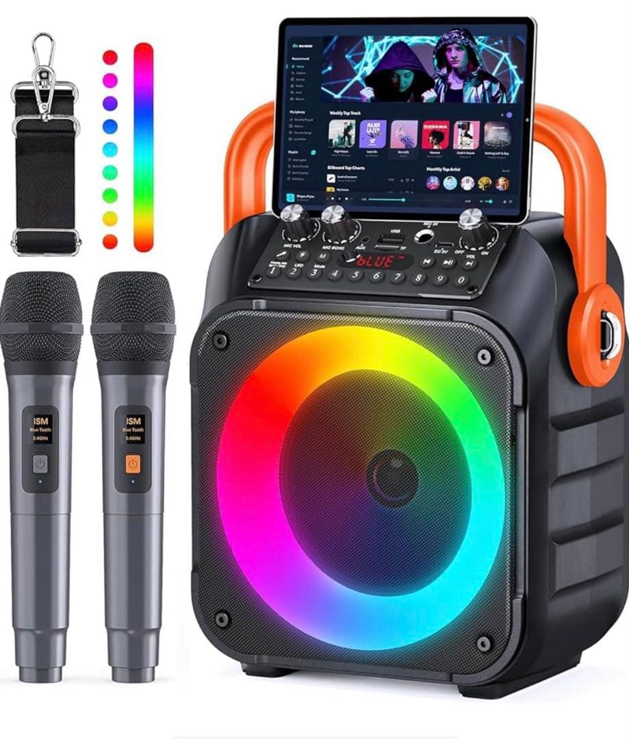 ✨カラオケセット スピーカー✨家庭用 ワイヤレスマイク Bluetooth 小型