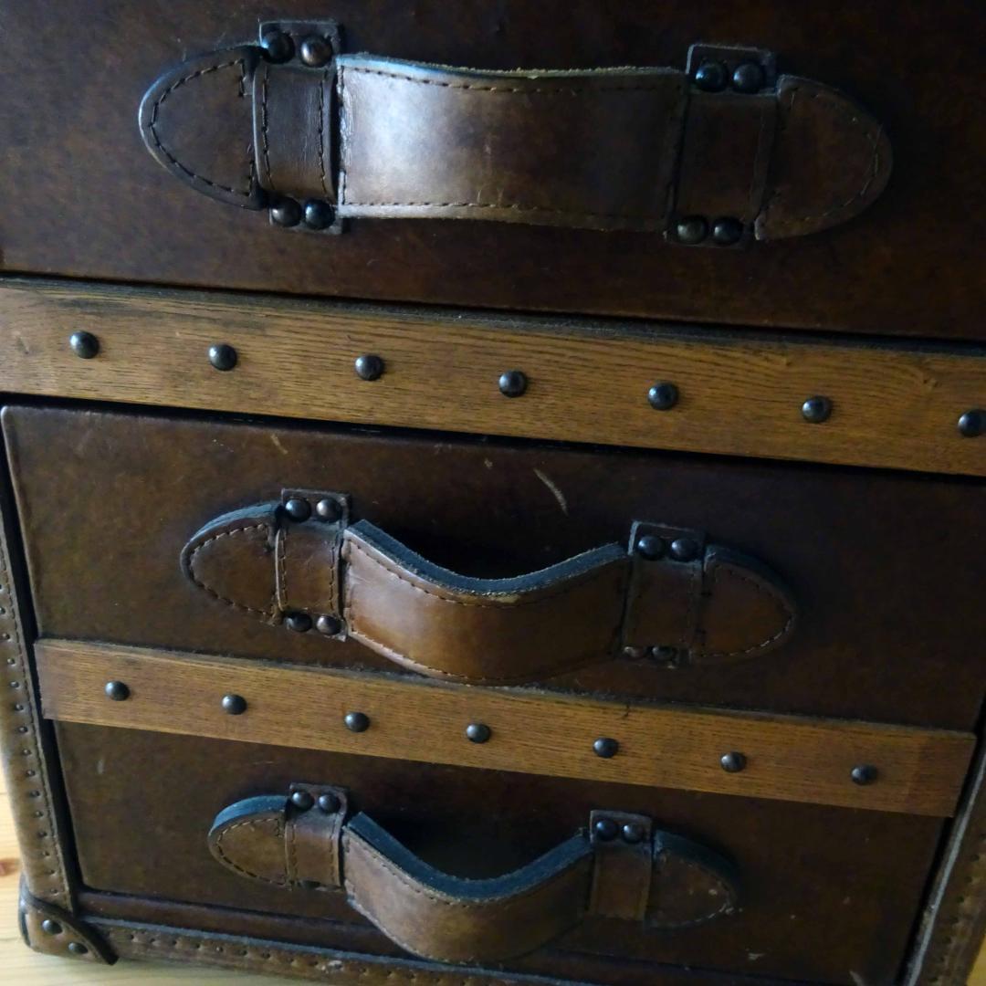 ストーニーハースト スモール ランプテーブル HALO 本革 牛革張り収納茶