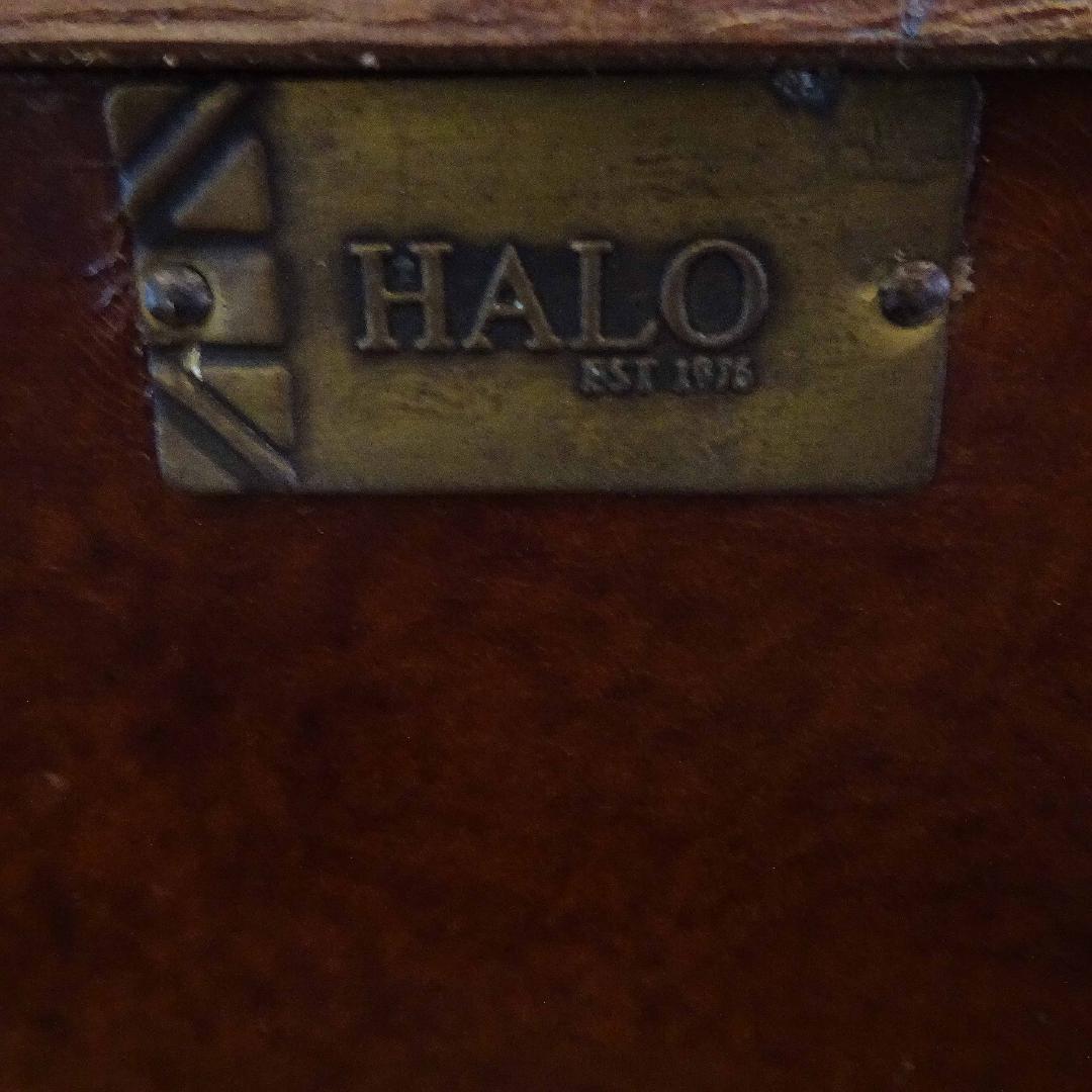 ストーニーハースト スモール ランプテーブル HALO 本革 牛革張り収納茶