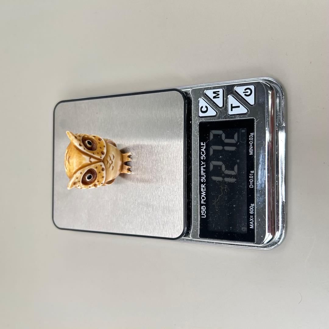 フクロウの置物彫刻極上根付天然素材アンティーク骨董飾り物古美術置物細密細工