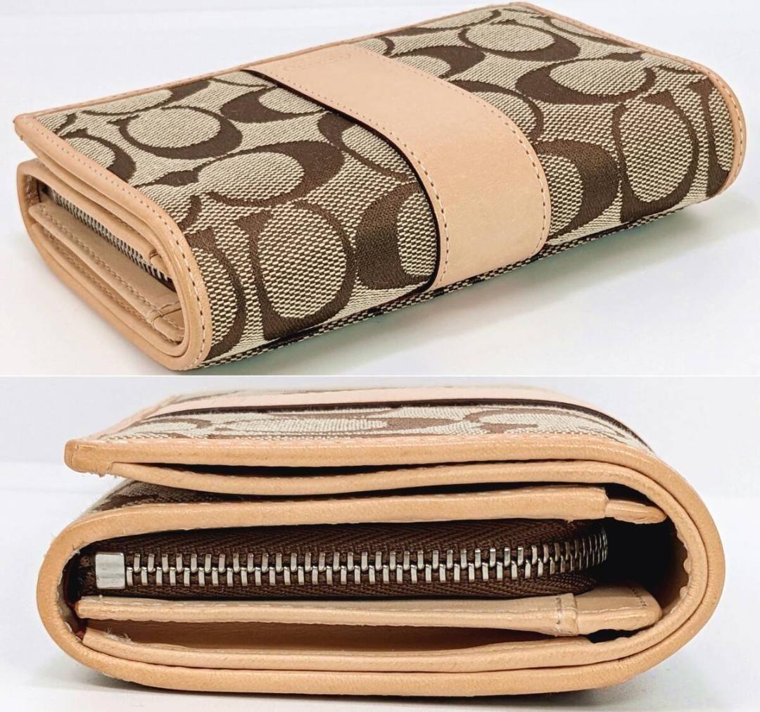 【未使用】COACH コーチ 二つ折り財布 シグネチャー ブラウン系