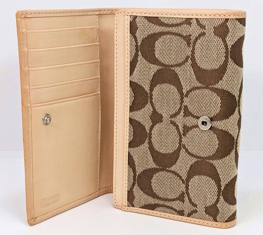 【未使用】COACH コーチ 二つ折り財布 シグネチャー ブラウン系
