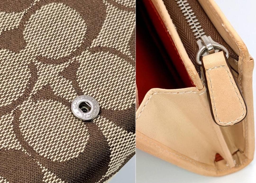 【未使用】COACH コーチ 二つ折り財布 シグネチャー ブラウン系