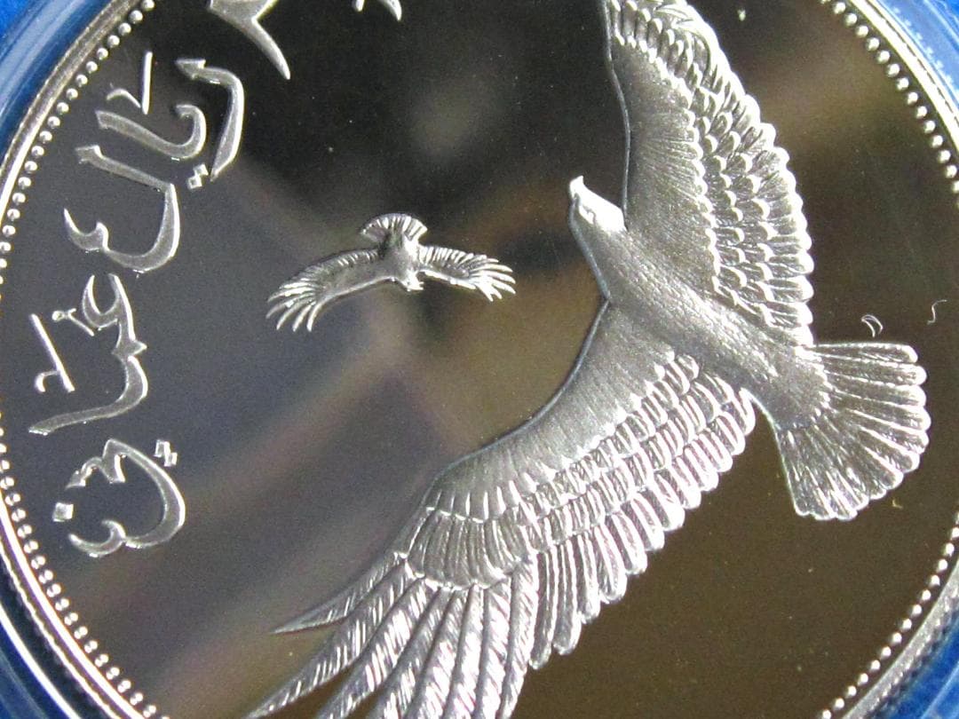 １９８７年　オマーン　WWF２５周年記念　２．５リアル　プルーフ銀貨　イヌワシ図