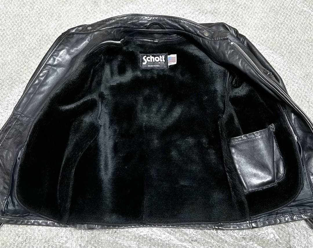 ⑥ schott【40】ライナー付 141米国製◇革ジャンninjaハーレー