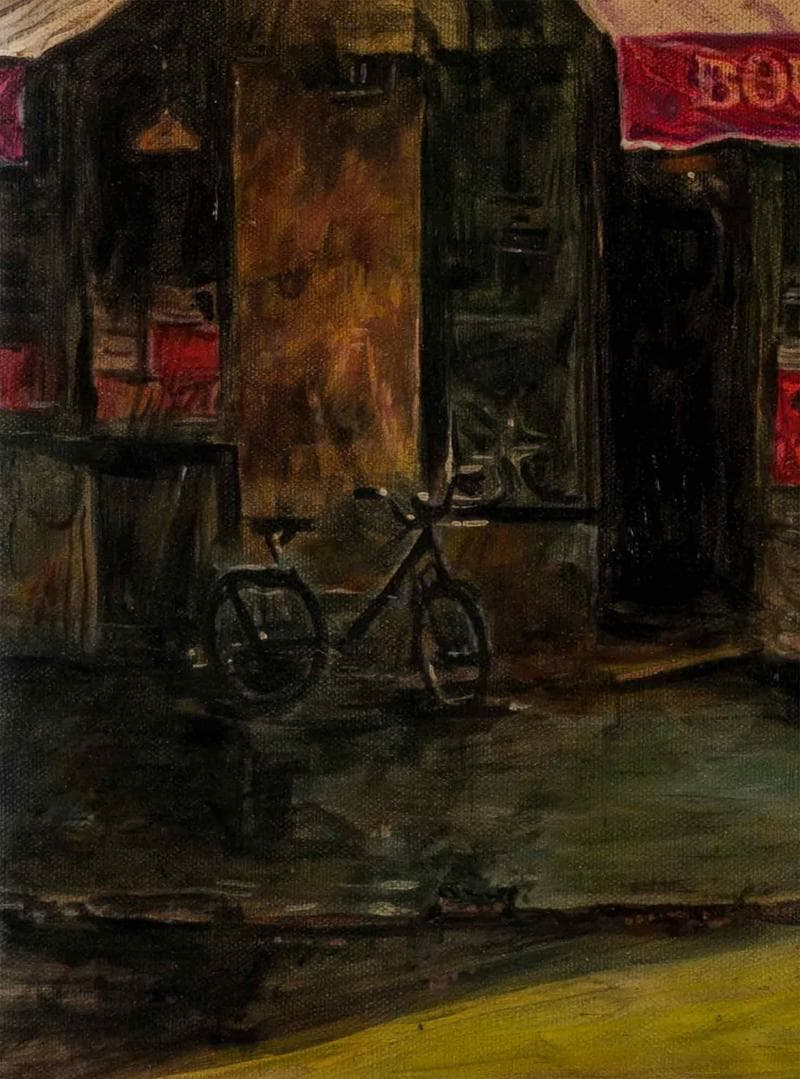 佐伯祐三　油彩　肉筆『街角』表と裏サイン　佐伯米子鑑定　F6号　額無　b630