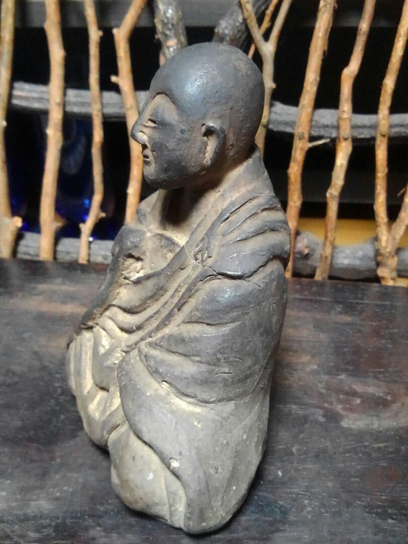♥陶製　とても古い　仏像　１　座像　仏様　仏壇　仏具　骨董