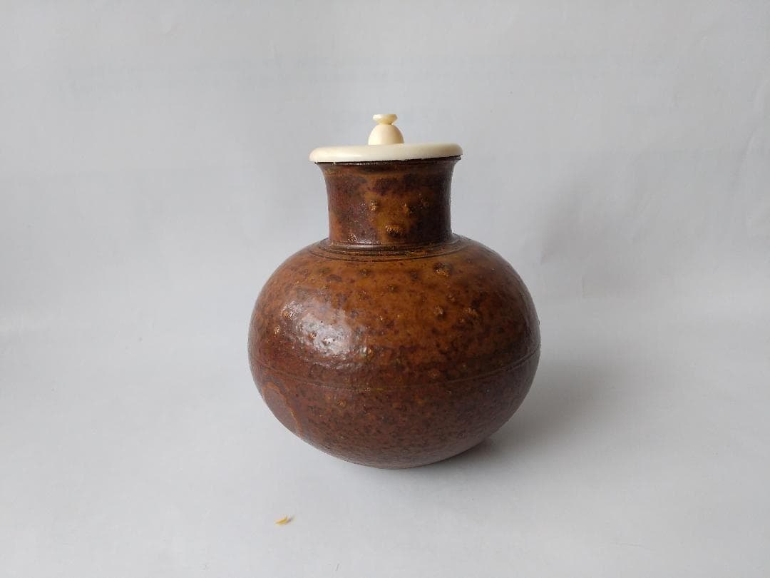 笹田有祥 作 摸 利休丸壺 茶入 唐物 大名物 仕覆 藤種緞子 共箱 栞 新品