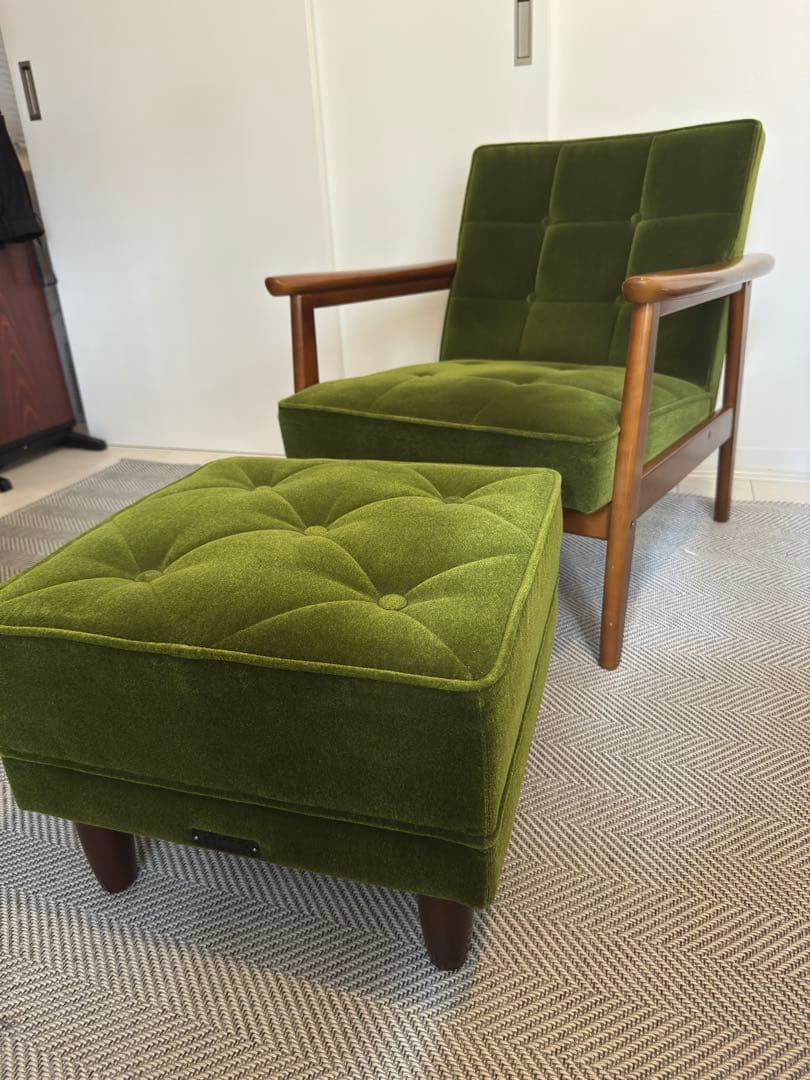 【美品】カリモク60 Kチェア用 オットマン／モケットグリーン