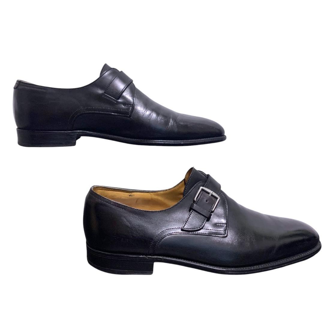 HERMES ジョンロブ製 シングルモンク ブラック サイズ40（約25cm）