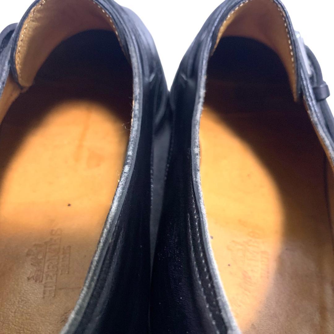 HERMES ジョンロブ製 シングルモンク ブラック サイズ40（約25cm）