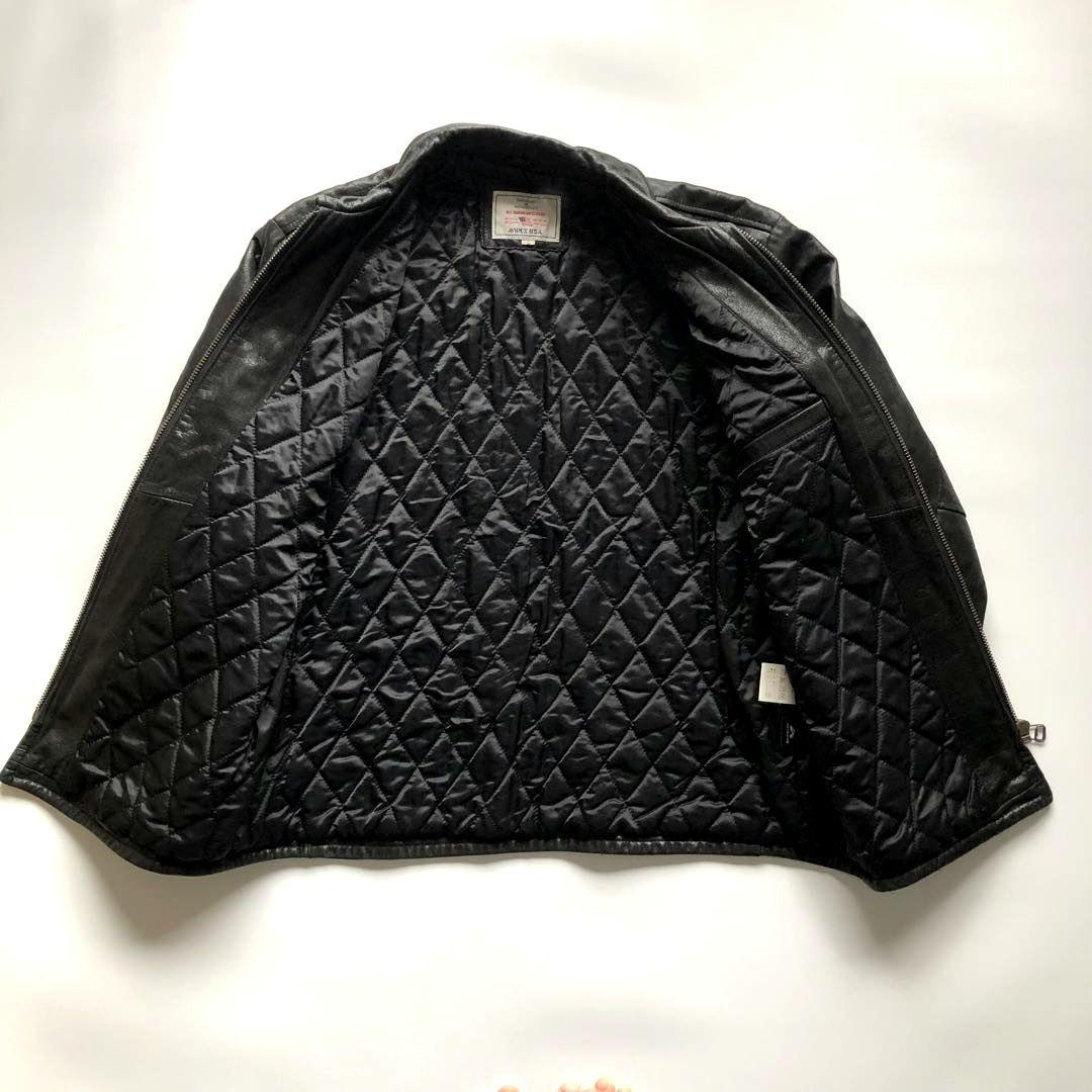 ★大き目★AVIREX レザーライダースジャケット シングル L トラッカー