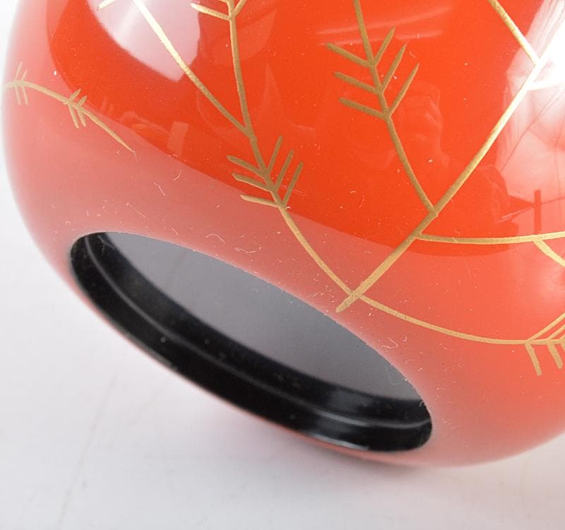 茶道具　竹内幸斎作　芽張柳蒔絵　中棗　共箱　V　R4691