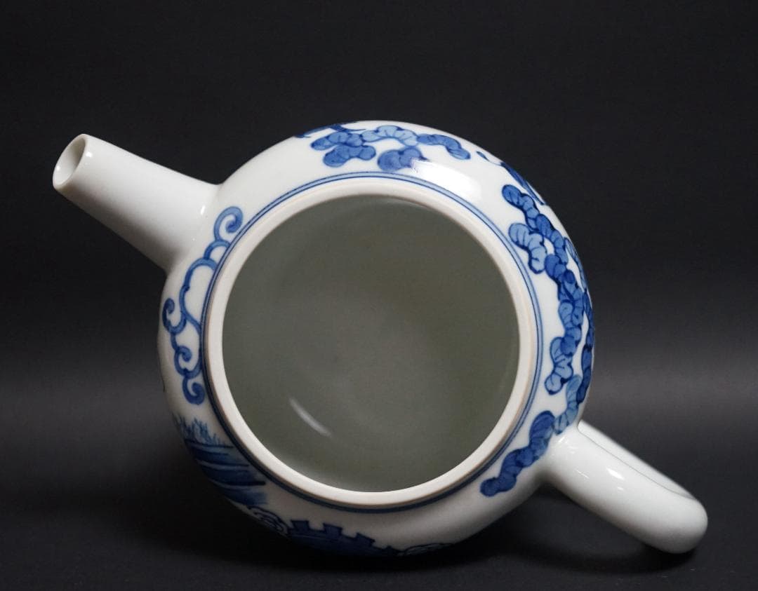 煎茶道具 大丸北峰作 染付青華人物図 鉄砲口 共箱★時代物★美品