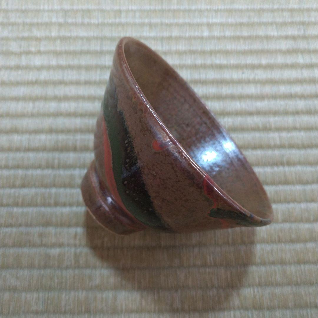 河井敏孝　鐵釉青丹彩碗　桐共箱　黄布・栞付き