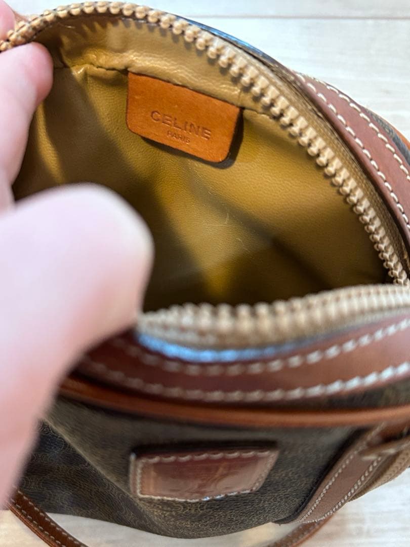 CELINE ブラウン　ヴィンテージ　ショルダーバッグ　マカダム柄