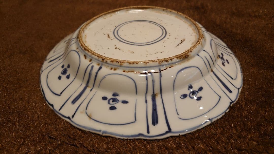 古染付　李朝　古玩　蝗の図　中皿　１客