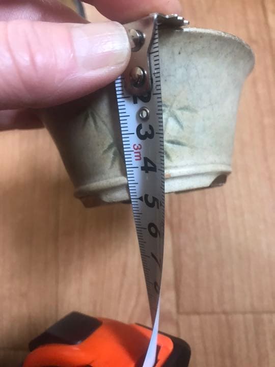 盆栽鉢　⑰時代希少小品盆栽展記念鉢竹模様美豊作、瑞穂作織部竹模様2点山野草植木鉢