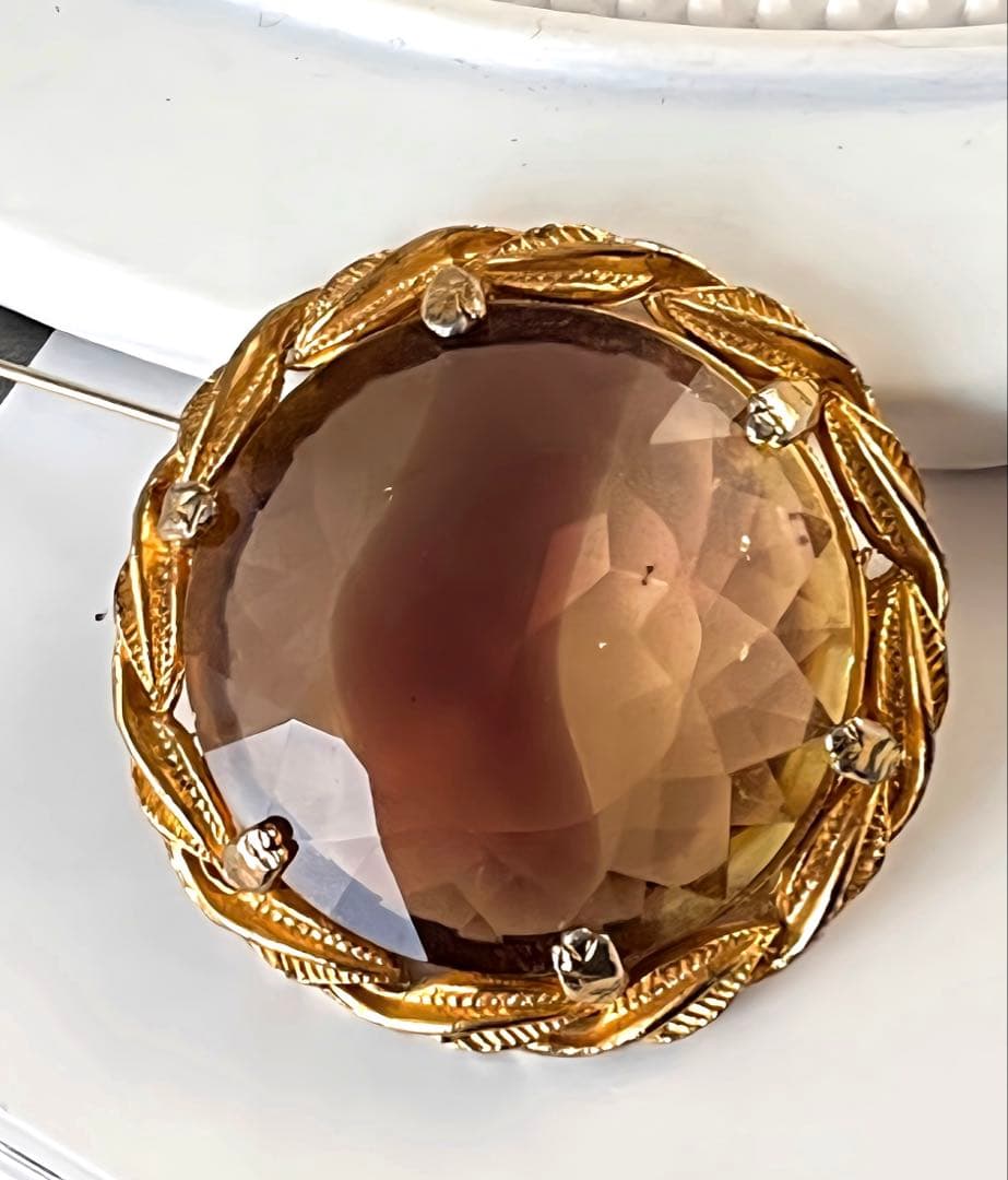 希少！ALU CRAFT バイカラーギブレガラスヴィンテージブローチB210