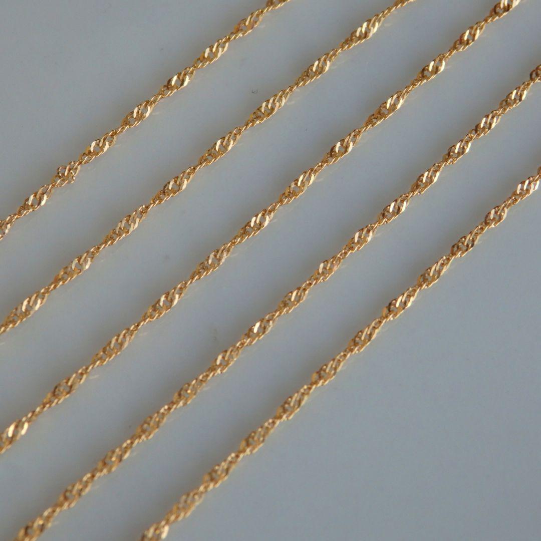 moco　k18アンクレット　スクリューチェーン　1.3㎜幅　つけっぱなし