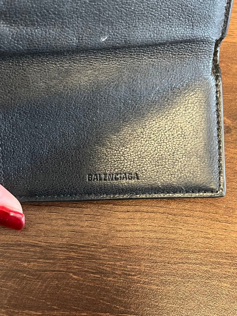 BALENCIAGA ブラック　三つ折り財布　ミニ財布　レザー