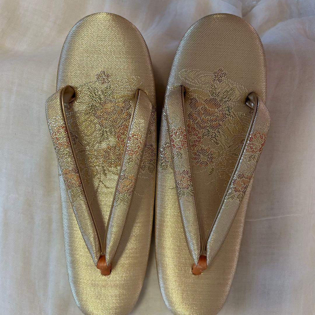 未使用⭐︎佐賀錦　草履バッグセット　正絹　金糸　フォーマル　訳あり