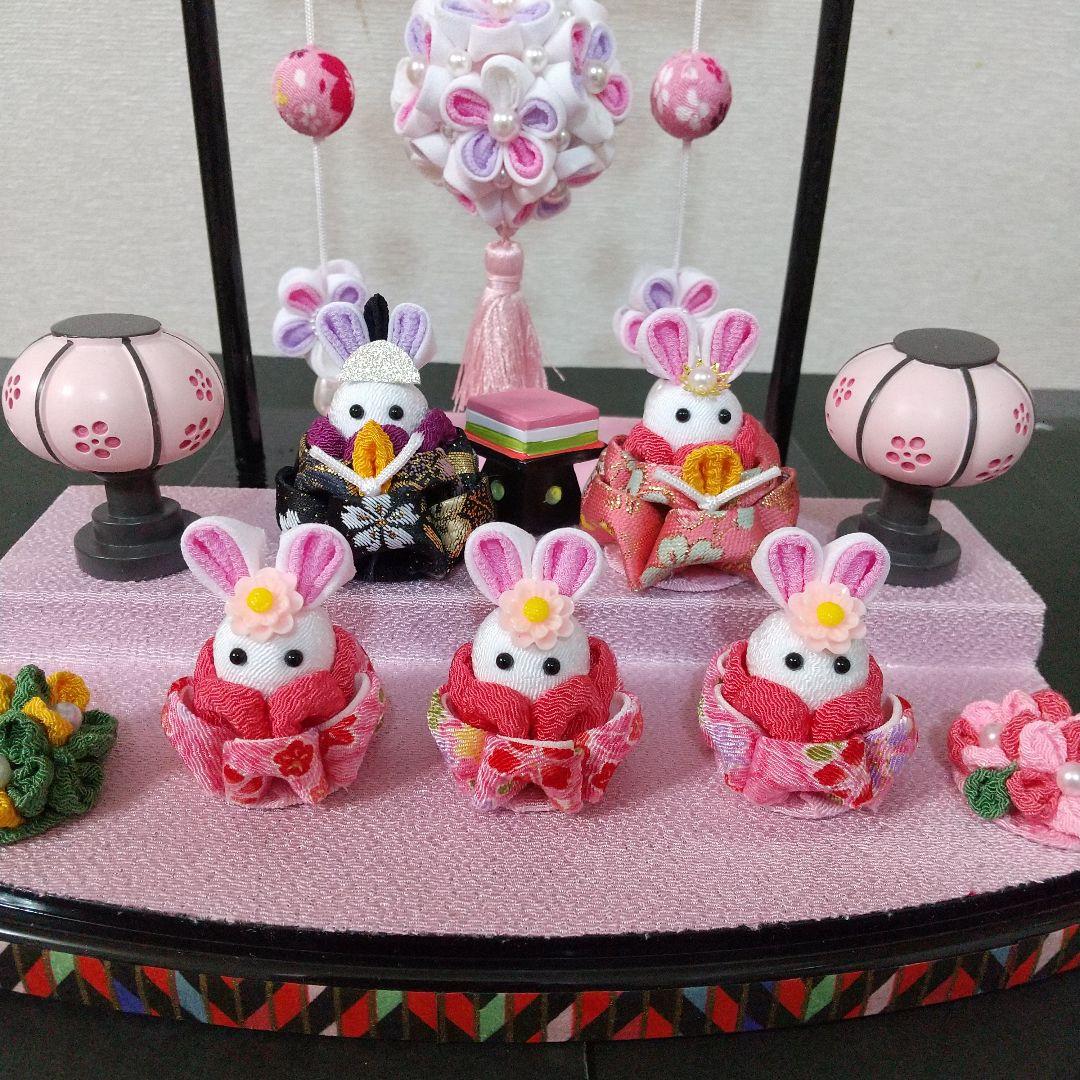 つまみ細工 吊るし飾りと雛飾りセット 雛壇 ピンク
