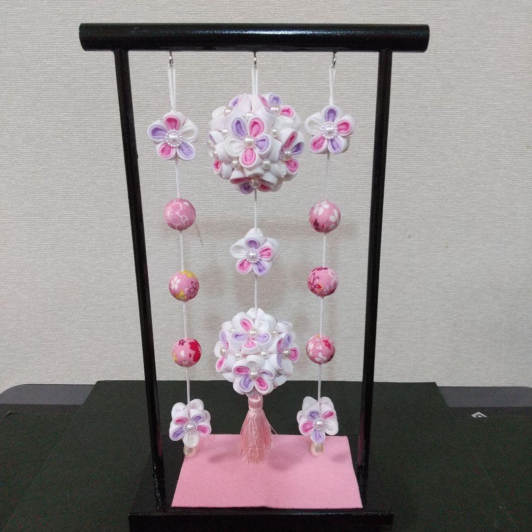 つまみ細工 吊るし飾りと雛飾りセット 雛壇 ピンク