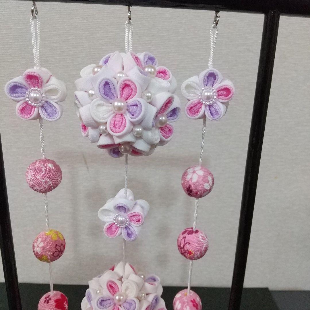 つまみ細工 吊るし飾りと雛飾りセット 雛壇 ピンク