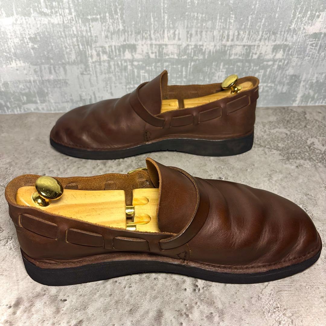 【美品！】オーロラシューズ ミドルイングリッシュ レザースリッポン 8D 茶