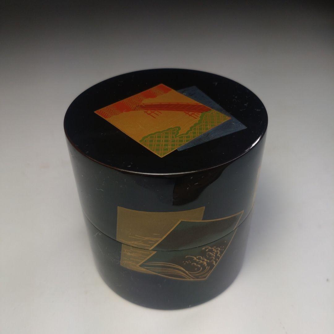 イ269 棗『蒔絵師　千峯作』『色紙蒔絵　中次　棗　共箱』漆塗 茶道具